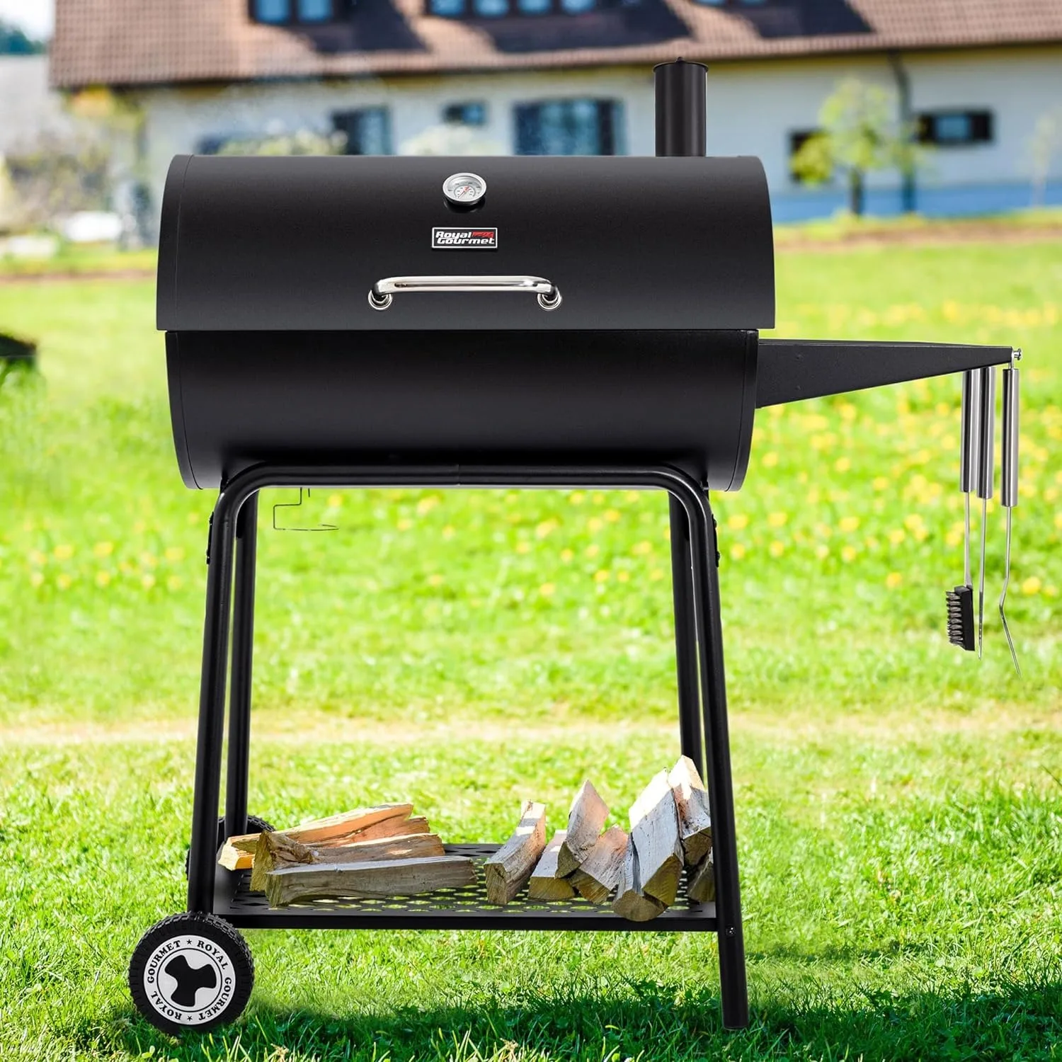 Imagem -03 - Charcoal Grill com Mesa Lateral 627 Polegadas Quadradas Quintal ao ar Livre Pátio e Festas Preto Cc1830 30-black