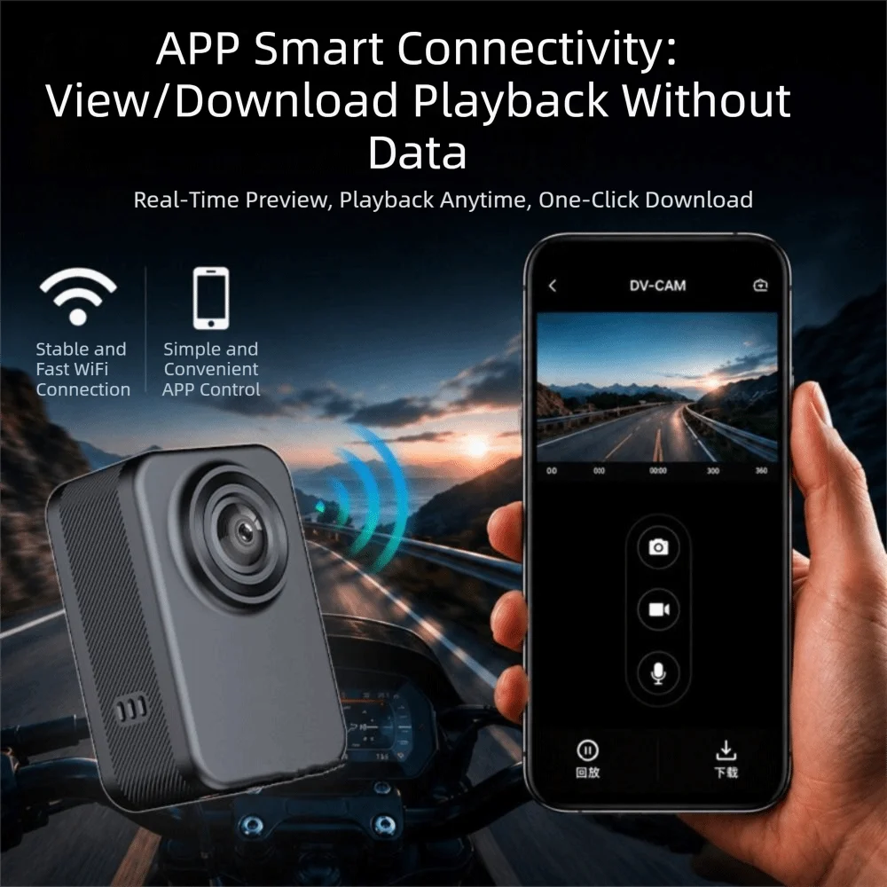 Waterproof Motorcycle Dash Cam Front View Inside View Dual DVR Action Camera Dual Camera Wifi Connect Motorcycle Camera Recorder