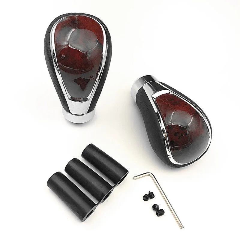 

Universal Car Wood Leather Aluminum Alloy Gear Shift Knob Head Manual Handle Stick Shifter AT MT Fit For Honda Toyota