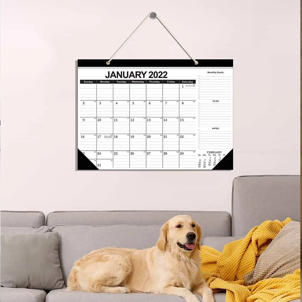 

1Pcs English Hanging Calendar 18 Months 2022 Simple Creative Office Home Decorative Calendar Schedule Planner Hanging Decor