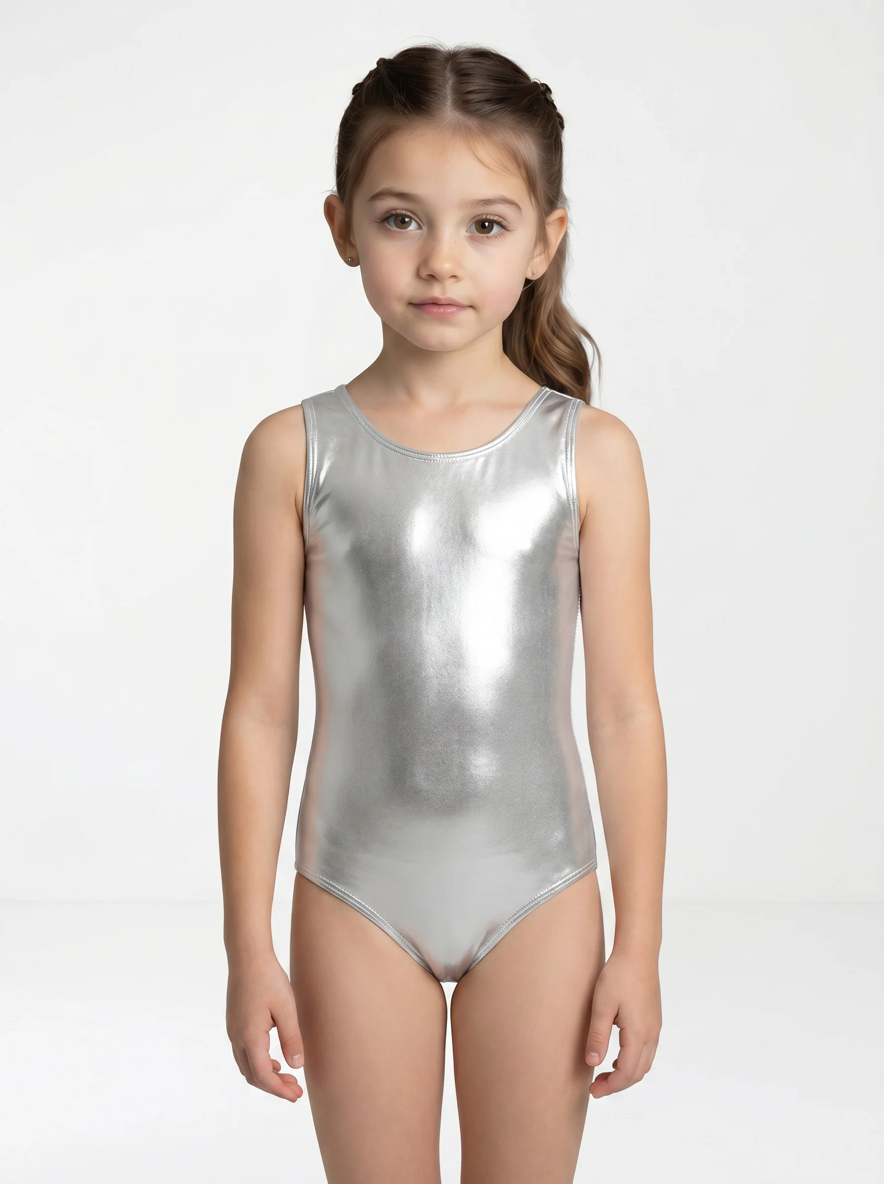 Speerise Girls Kids Shiny Metallic Dance Gymnastics Tank Leotard Children Spandex Ballet Dancewear