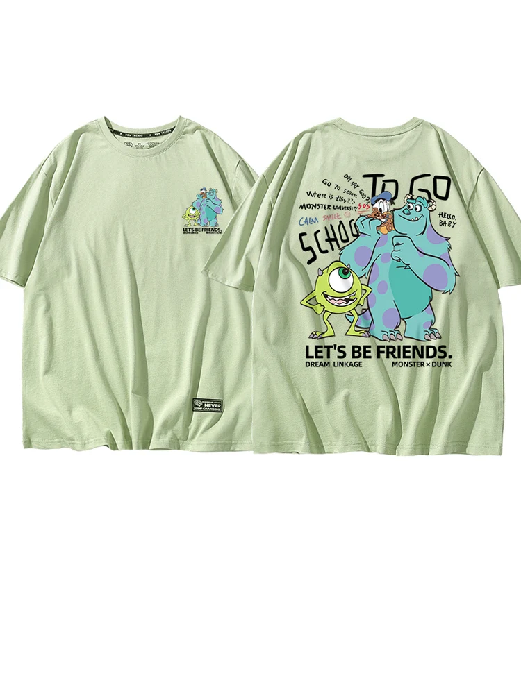 Disney Cute MikeWazowski JamesP.Sullivan Monsters University Letter Cartoon Print Unisex Women Couples T-Shirt Tee Tops 10 Color