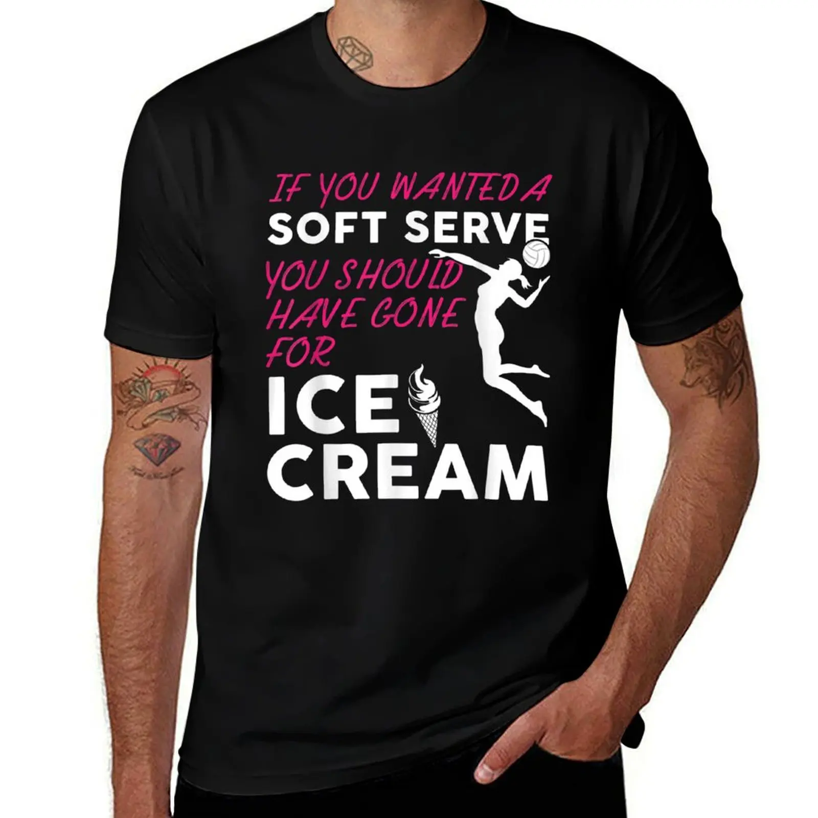 If You Wanted A Soft Serve Funny Girls Volleyball T-Shirt Large Size Casual Short Sleeve Top