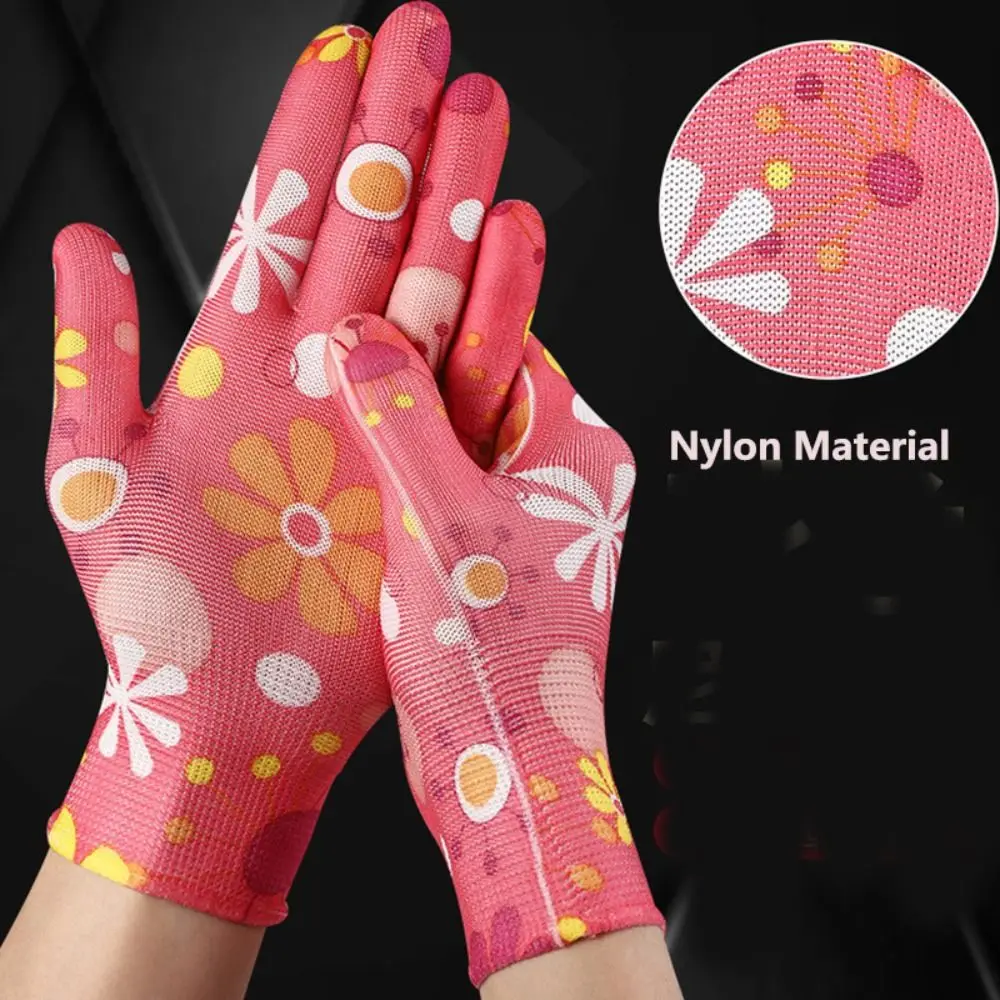 1Pair Thin Nylon Work Gloves Planting Yard Cleaning Floral Garden Gloves  Women Non-Slip Household Labor Protection Glove