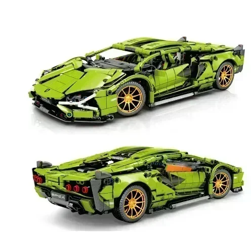 1215PCS Technical Green Lamborghinis Super Sports Car Building Block MOC Model Racing Vehicle Assemble Bricks Toy For Kids Gifts