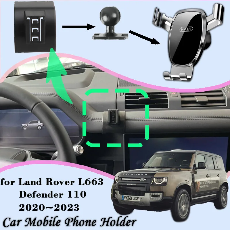 

Car Mount for Land Rover Defender 110 130 90 L663 2020~2023 Air Vent Auto Mobile Phone Holder Bracket Gravity Stand Accessories