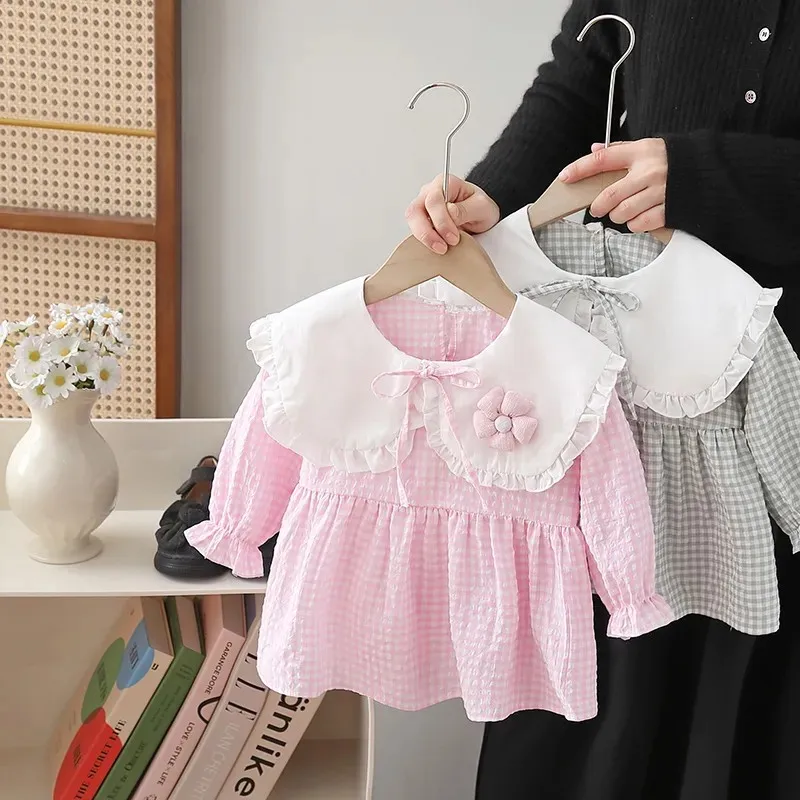 Girl's Dress 2024 Spring Korean Edition Baby Long sleeved Princess Dress Children's Mesh Dress Little Girl Dress