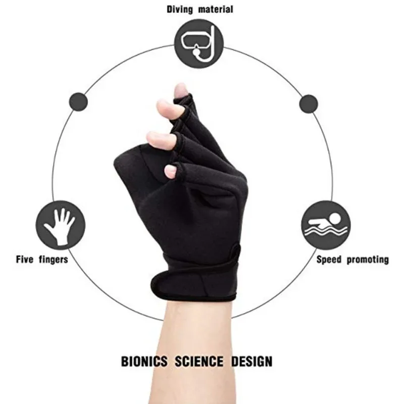 Picture 7: Neoprene Webbed Swimming Gloves Aquatic Fit Swim Paddles Snorkeling Diving Hand Web Water Gloves Half Finger