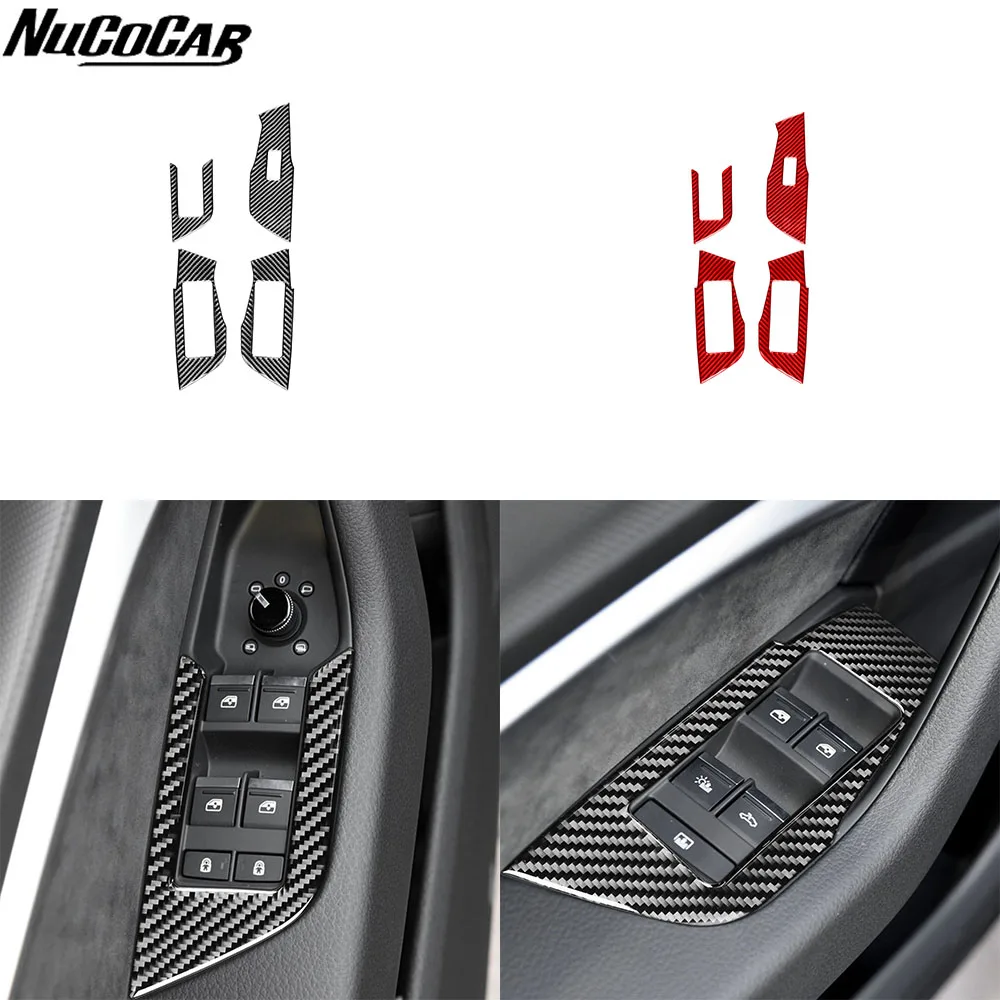 For Adui A6 A7 C8 2019-2024 Carbon Fiber Door Window Lift Buttons Control Panel Car Accessories Interior Decorative Stickers