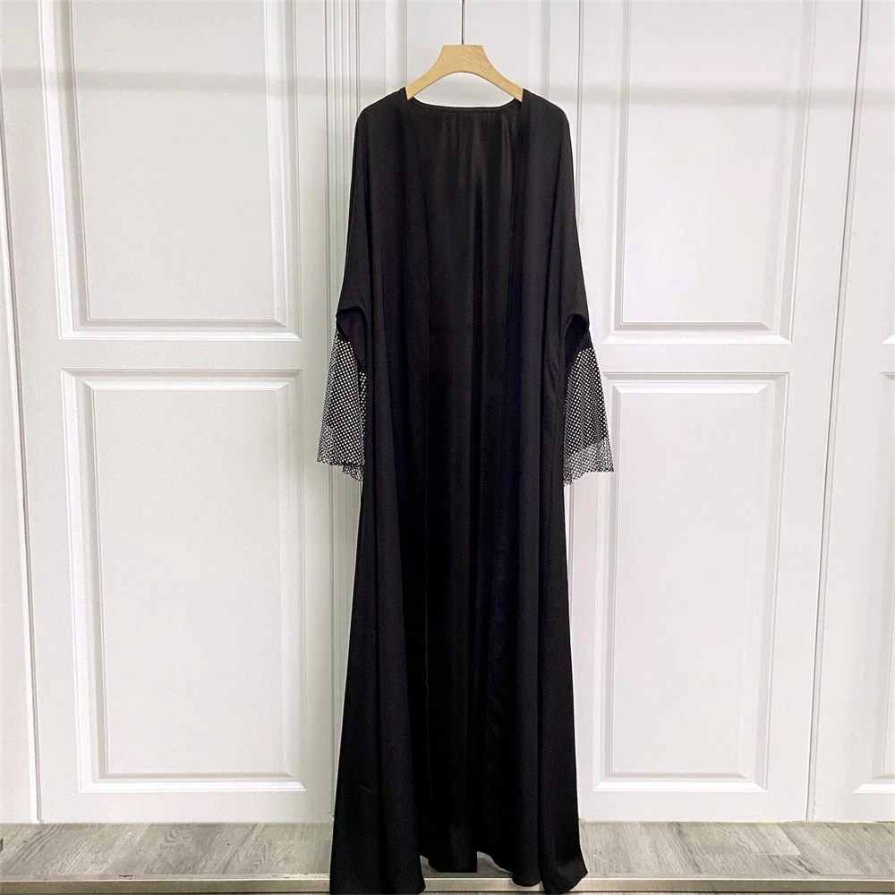 

Open Kimono Abaya Diamonds Flare Sleeve Cardigan Moroccan Kaftan Turkey Islamic Muslim Clothes Robe Women Rid Ramadan Maxi Dress