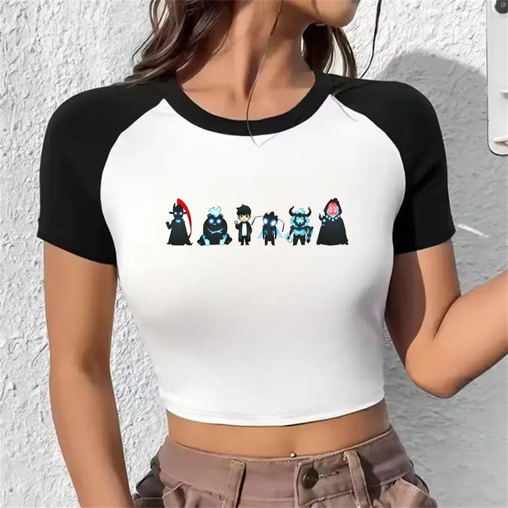Solo Leveling Levelling crop top corset shoujo girl style y2k Grunge cropped Streetwear Slim Fit Cute 2025 woman clothes