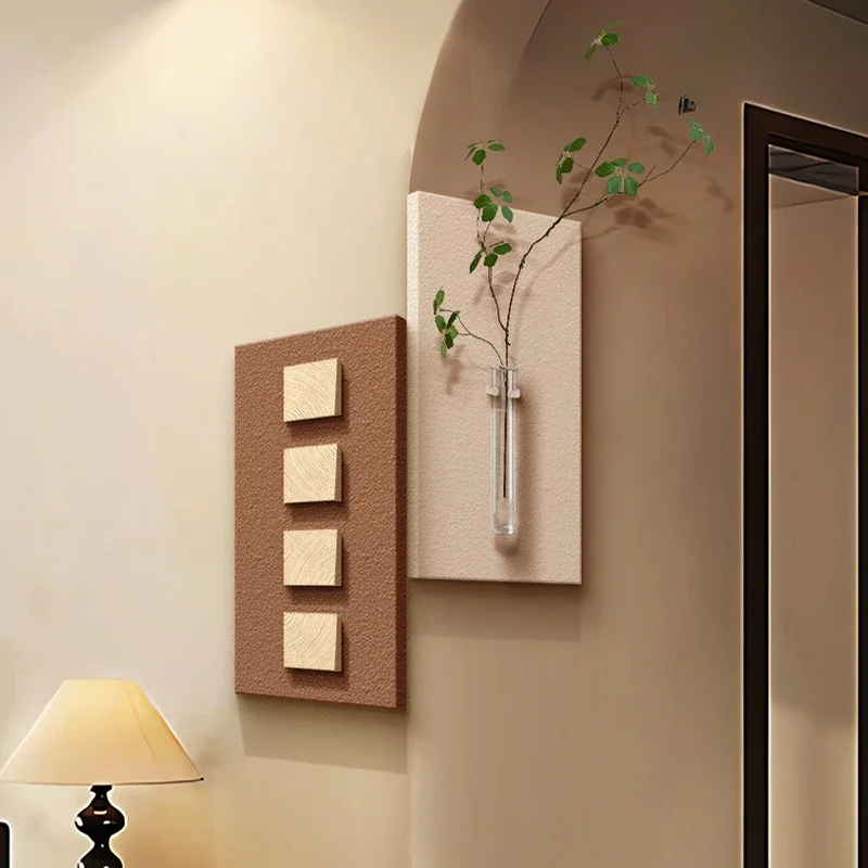 Wabi-sabi Style Restaurant Decoration Painting Green Plant Corner Pendant Living Room Weak Current Box Cover Up Murals