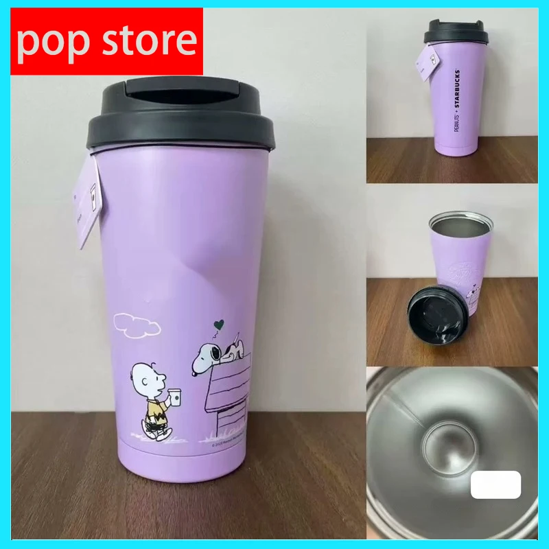 

2025 Miniso Purple Snoopy Stainless Steel Mug Coffee Mug Kawaii Desktop 473 Ml 304 Stainless Steel Cup Cute Birthday Gift Cup