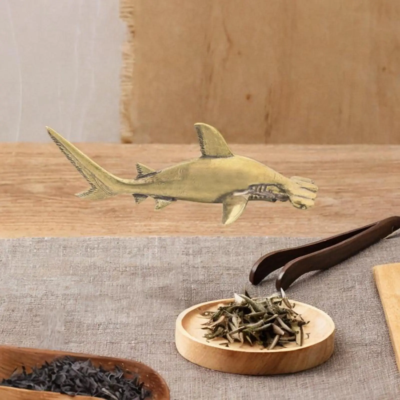 Brass Hammerhead Shark Sculpture Antique 16.6x5.7 cm Shark Sculpture Ornament Gift Brass Craft Home Office Desktop Decor