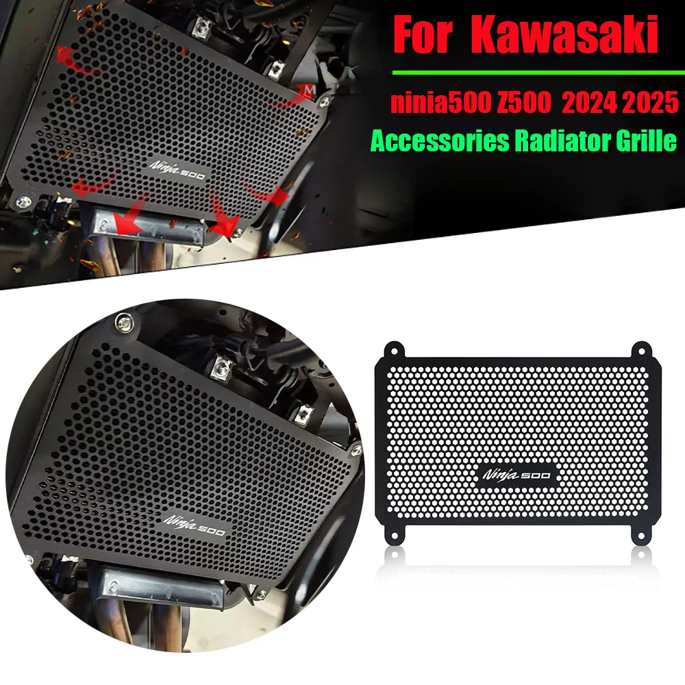 

Motorcycle Accessories Radiator Grille Guard Cover Protector Fit For Kawasaki NINJA500 NINJA 500 Z500 Z 500 2024 2025
