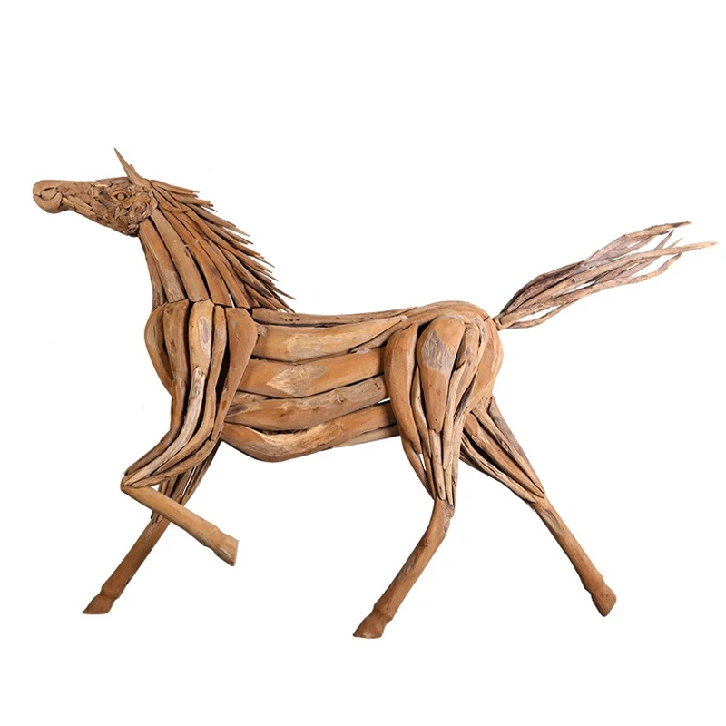 ！@Solid Wood Handmade Animal Art Mosaic Horse Sculpture Inlay Technique Modern Design Luxury Home Decor Birthday Wedding Gallery