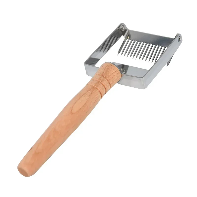 

Stainless Steel Uncapping Fork Shovel Honey Scraper Wooden Handle Honey Cutter Uncapping Scraper Honey Fork Beekeeping Tools