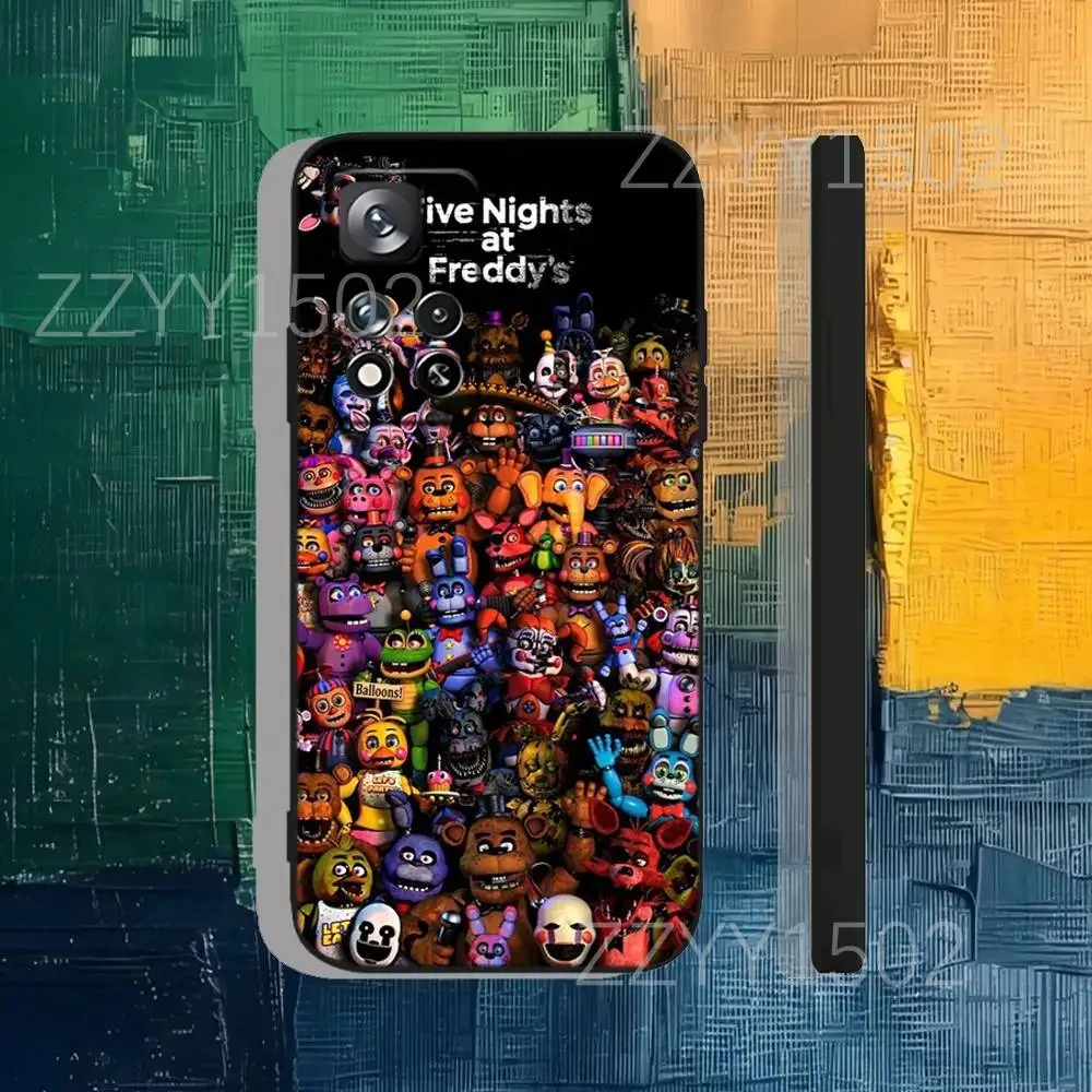 Funda de teléfono FNAF F-Five N-Nights at-Freddys para Samsung S25,S24,Ultra,S20,S30,Plus,S22,S23,Ultra,Plus,5G, silicona negra suave