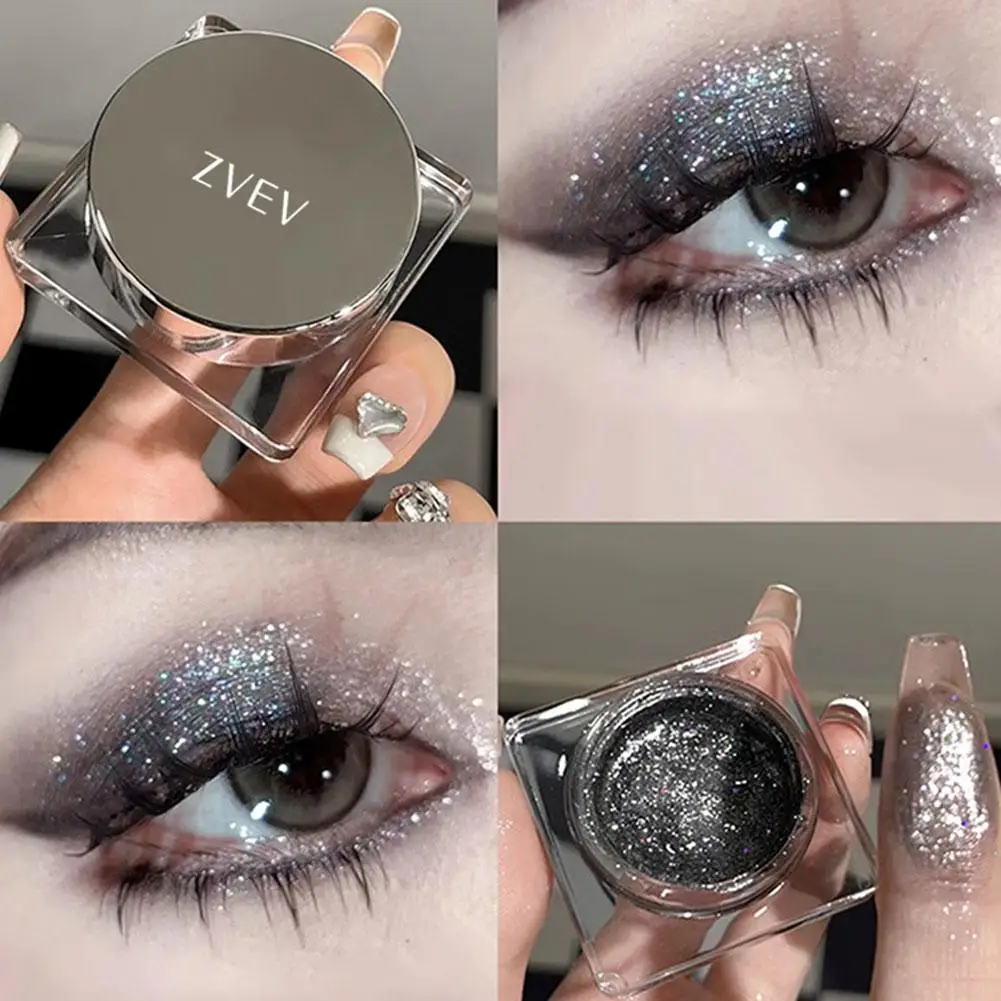 Glitzer Punk rauchig schwarz Lidschatten Gel Make-up Palette Text marker Silber nass Schatten Kosmetik Pigmente Augen dunkle Perle