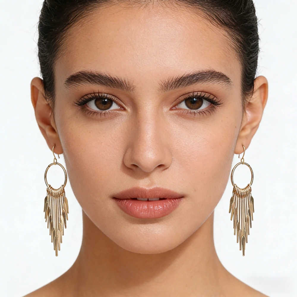 2026 Hot Selling Hot Selling Gold Ring Tassel Earrings With Niche Design, High-End Earrings, Spicy Girl Style, Versatile Daily