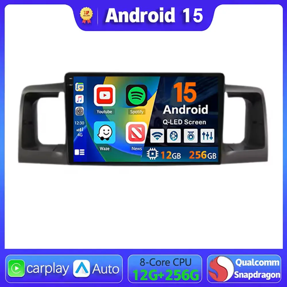 

Android 15 Car Radio Multimedia Player Navigation GPS for Toyota Corolla E130 E120 2000-2006 Carplay 2din Stereo Dvd 2 Din