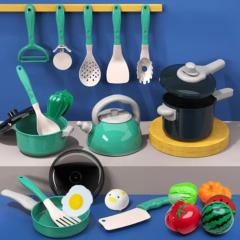 New 28PCS Kitchen Toys Set Simulated Kitchen Toy For Children's Pretend Play Kitchen Accessories Cooking Toys For Girls Gifts