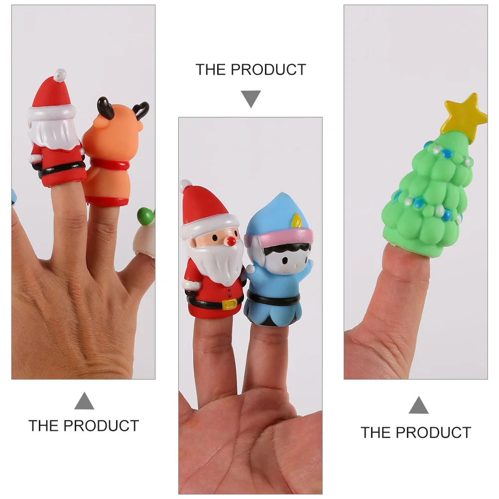 5-teiliges Weihnachts-Finger-Plüschfigur-Spielzeug für Kinder, Kinder, Puppen, Puppen, Kieselgel, Baby im Vorschulalter