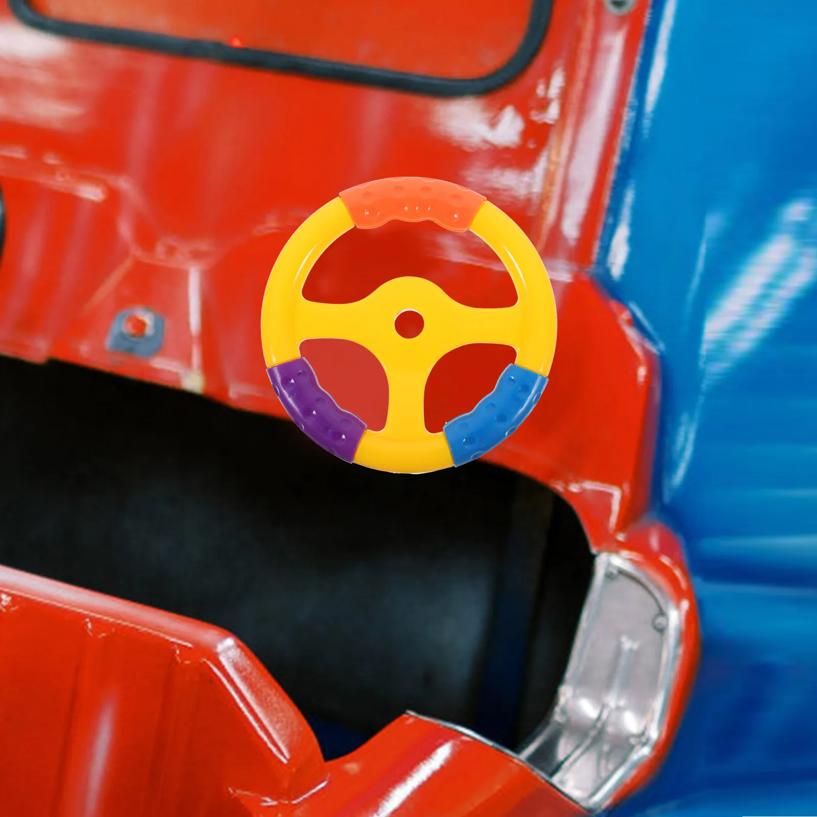 Car Steering Wheel Simulated Driving Bright Color Small Plastic Steering Wheel Suitable for Swing Cars and Kids Vehicles