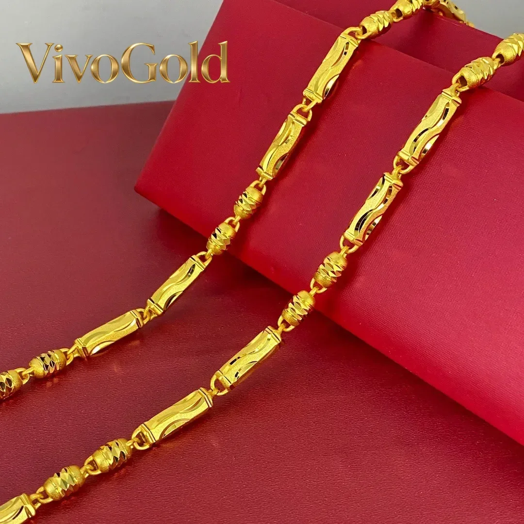

VivoGold VivoGold 9999 24K real gold 6mm new double bamboo men's necklace exquisite fashionable solid gold men's jewelry