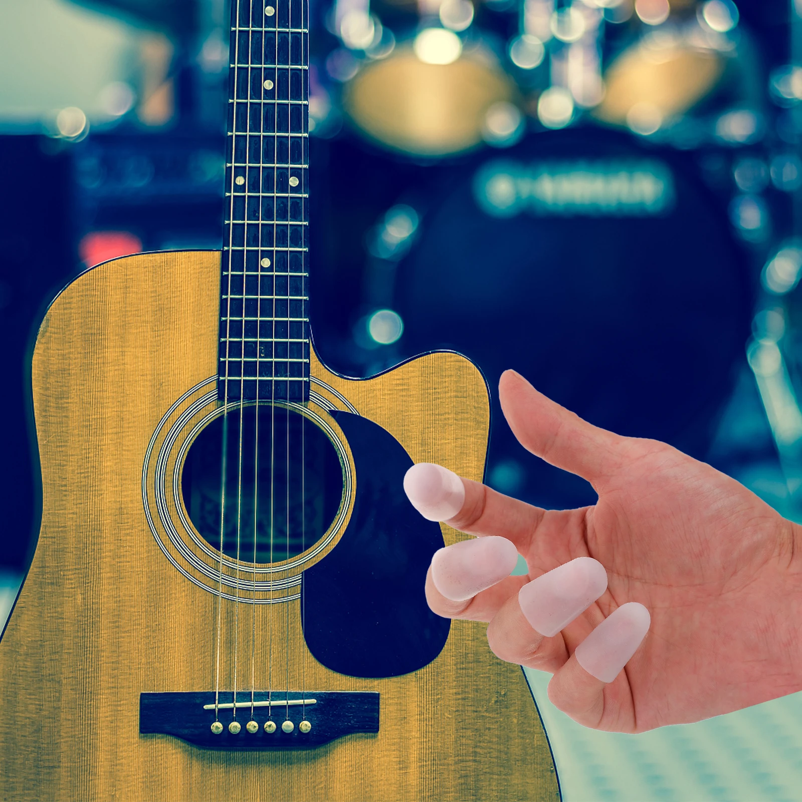

4 Pcs Guitar Finger Cots Guard Sleeves Guards Covers Protection for Tips Strumming Protector
