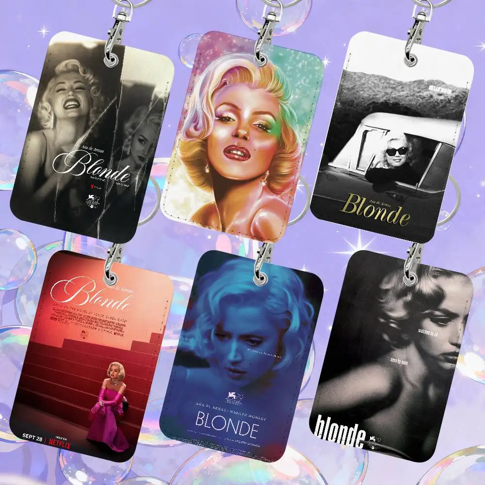 

2022 Movie Blonde 1 Card Holder, Leather Card Storage Box, Key Chain, Access Tag Holder, ID Card Holder, Key Chain