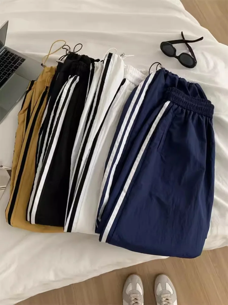 

Qui Dry Straight Leg Pants Women's Early Autumn Loose High Waist Slimming Wide Leg Pants Faionable Cuffed Trousers