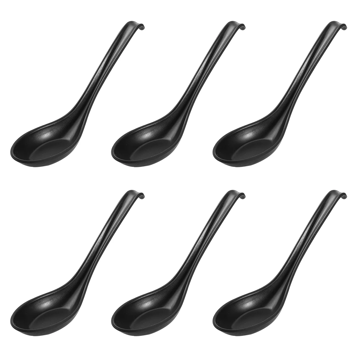 BESTONZON 6pcs Japanese Style Melamine Spoons Creative Plastic Soup Spoon Tableware for Home Restaurant  (Hook Style)