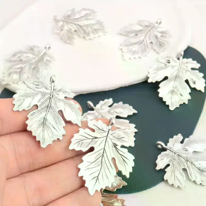 10/pcs 37X35mm Antique Silver/Bronze Leaf Shap Connection Charm Pendant Diy Necklace Jewelry Making Handmade Craft