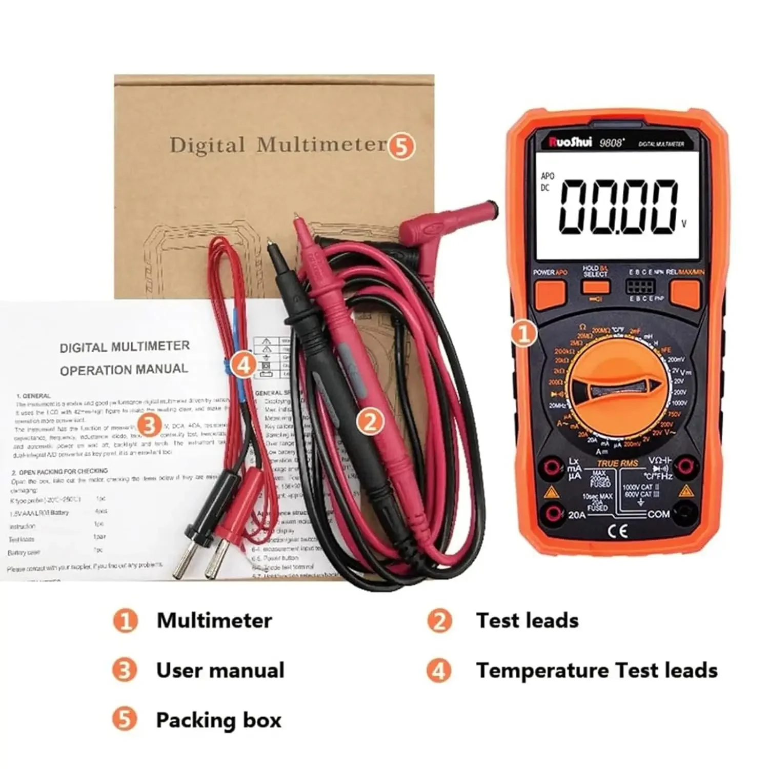 Digital Capacitor Meter Multimeter 2000uF Capacitance Inductance Resistance Frequency Temperature Tester New Voltage Multimeter