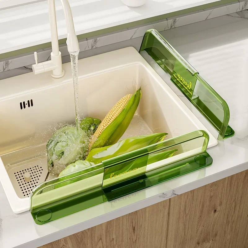 Stretchable Sink Water Splash Guard Oil-Proof Heighten Kitchen Waterproof Screen Self-adhesive Bottom Reusable Anti-water Board