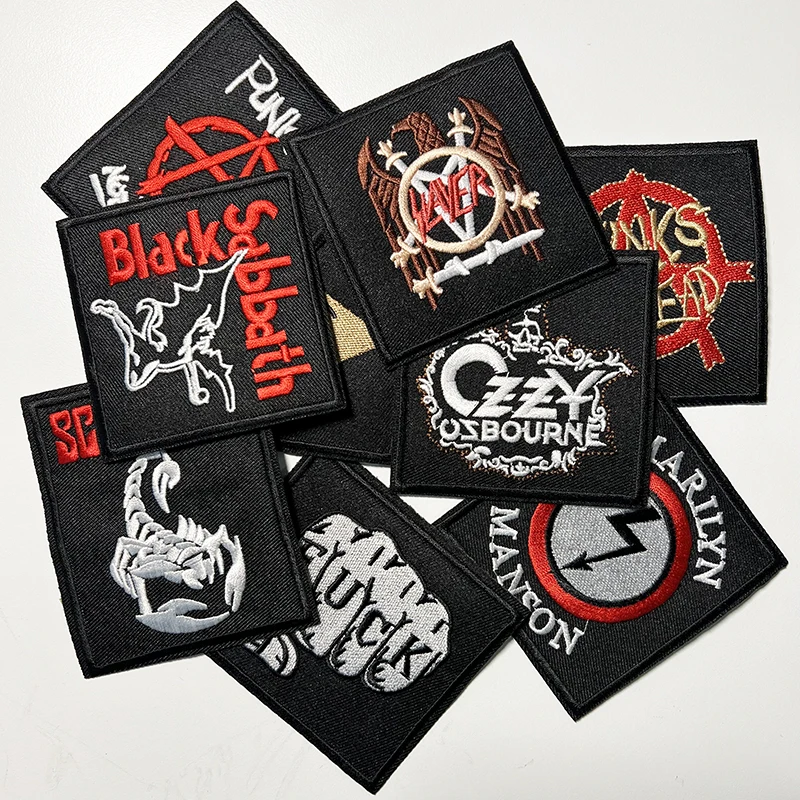 ROCK MUSIC Patch For Clothing Iron On Embroidered Sewing Applique Fabric Badge Apparel Accessories Band