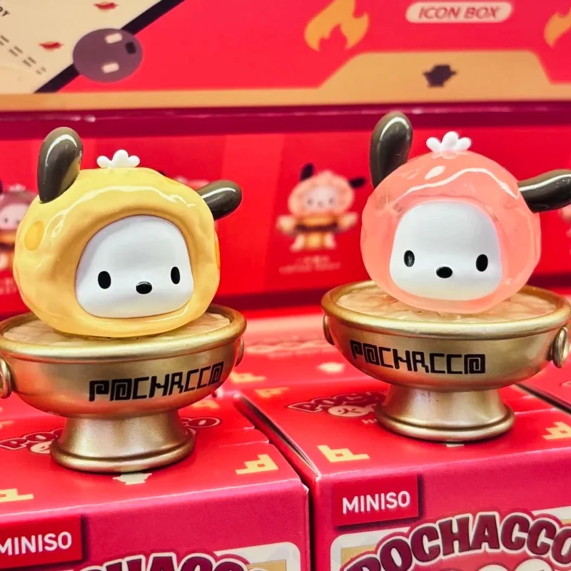 

Original Miniso Pochacco Hot Pot Party Series Figure Blind Box Pochacco Ornaments Mystery Box Anime Action Figures Custom Gift