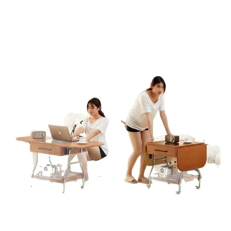 

medieval solid wood mobile coffee table living room home trolley Nordic small apartment sofa