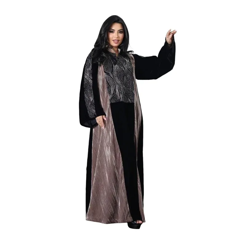 

Eid Velvet Abayas for Women Muslim Diamonds Maxi Dress Dubai Abbayas Turkey Kaftan Ramadan Islam Jalabiya Femme Robe Vestidos