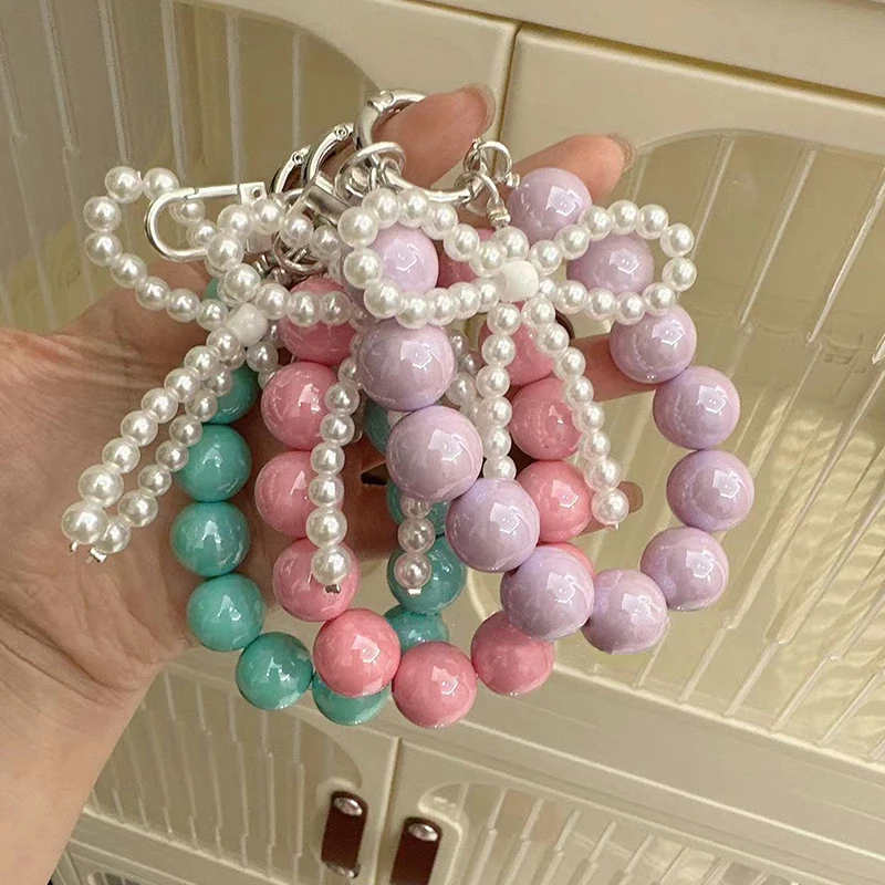 Bowknot Girl Handbag Pendant Universal Mobile Phone Chain Beaded Chain Hanging Rope Keychain