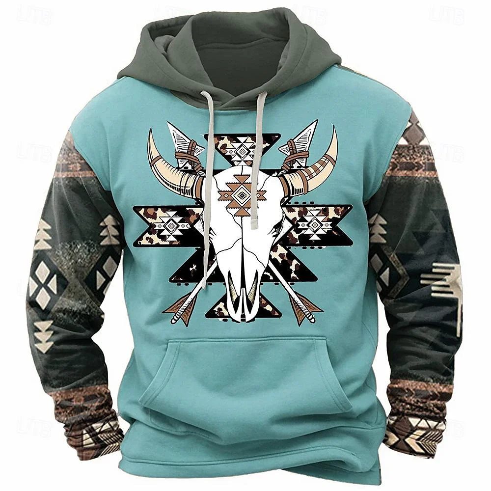 

Autumn Vintage Men's Hoodie Cowboy Harajuku Print Fashion Sports Hooded Sweatshirts New In Hoodie Street Pullovers Male Clothing