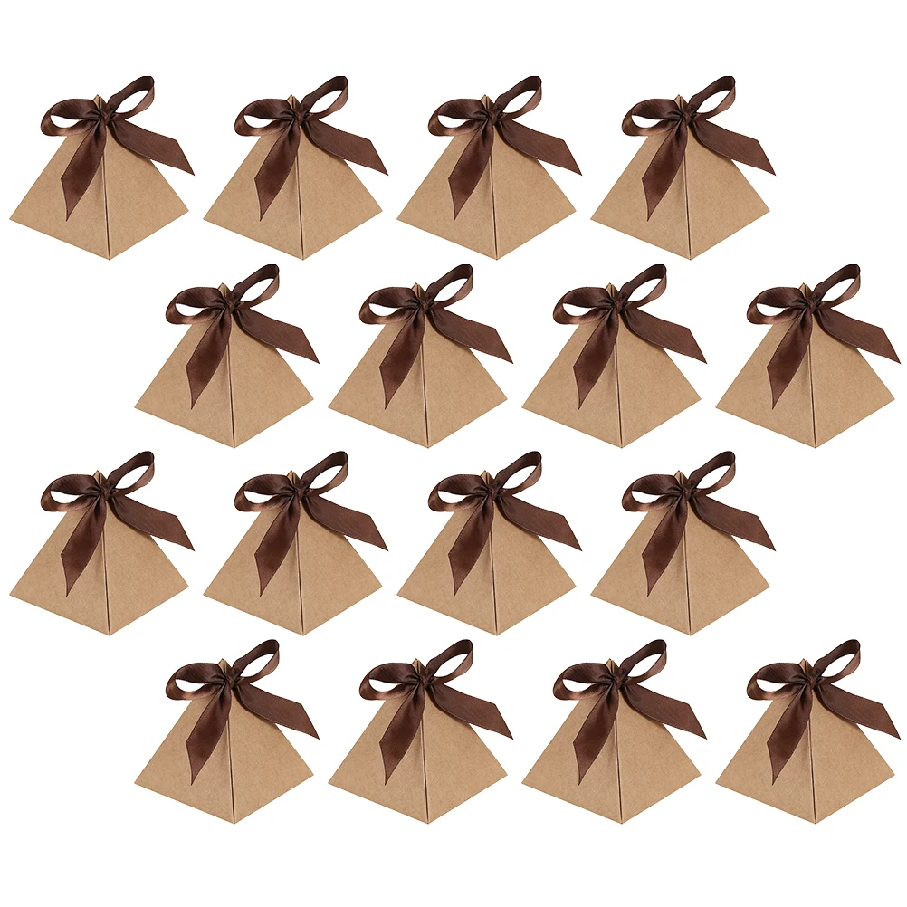 

20 Pcs Candy Boxes Wedding Kraft Paper Bags Transparent Cardboard Packaging Holder Chocolate Decorative Party