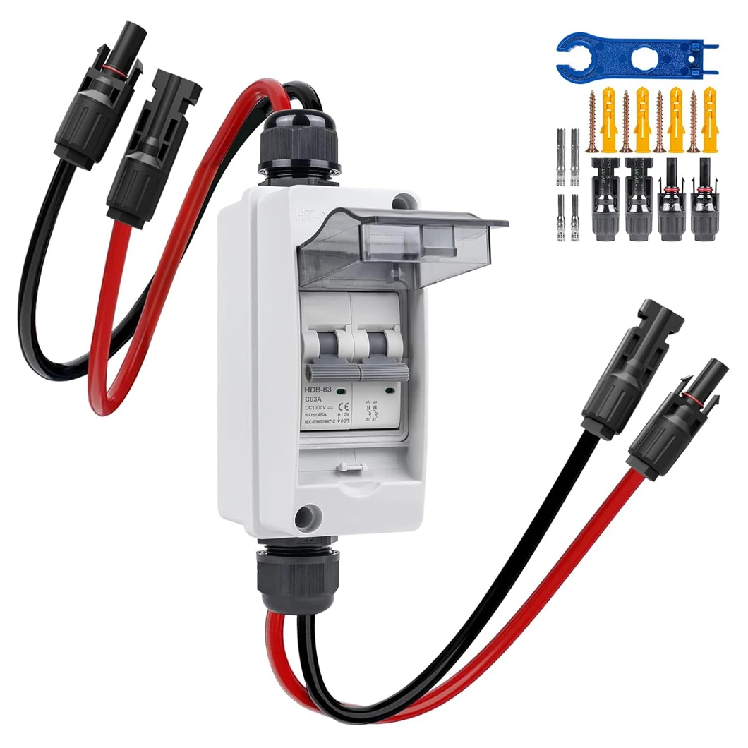 

ABILKEEN DC500V IP65 Outdoor Waterproof Circuit Breaker Box 16A/20A/25A/32A/40A/50A/63A Load Solar Isolation Switch
