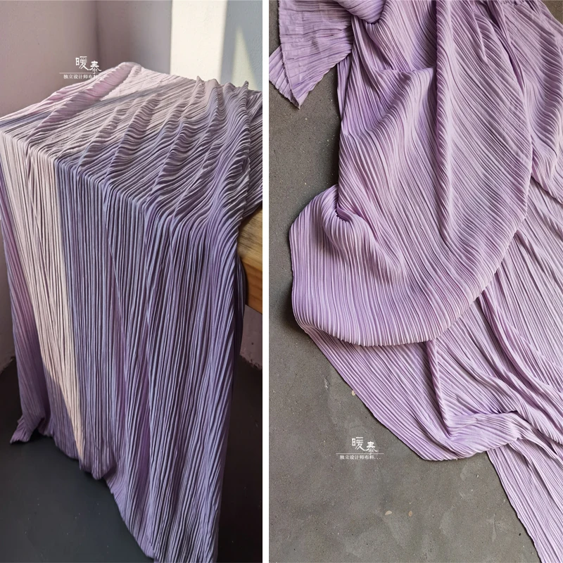 

Креативная плиссированная ткань Таро фиолетового цвета для шитья одежды, дизайн креативного платья «сделай сам», модная тканевая ткань, оптовая продажа на метр