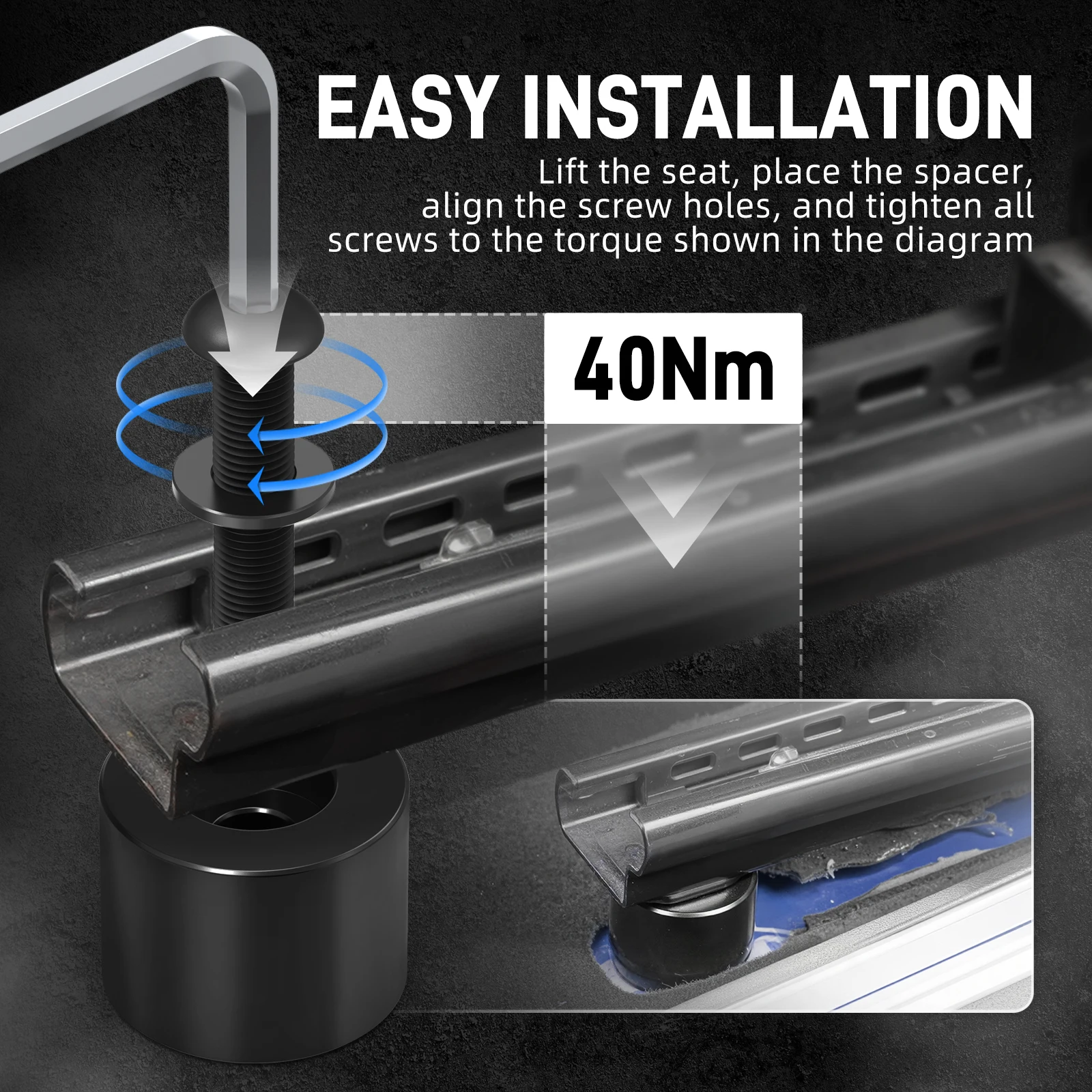 BEVINSEE Espaciador de ajuste de asiento de aluminio Elevador de asiento para VW para Golf MK7 para Golf 7 GTI R 2015-2021