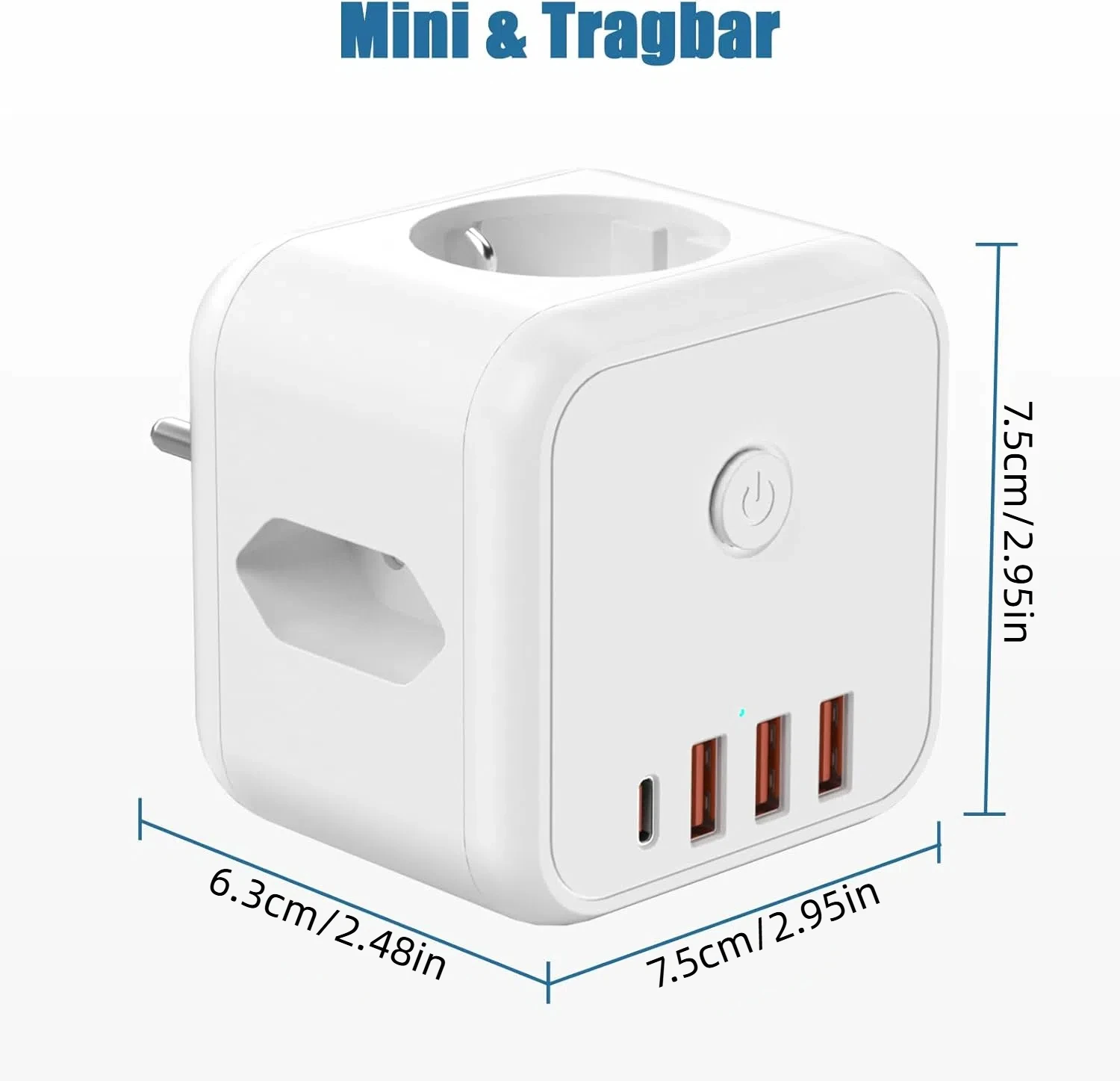 مقبس توسيع متعدد الوظائف 7 في 1 مع شحن سريع 3USB-A+1Type-C، يجب اقتناؤه للسفر الأوروبي/الألماني #2