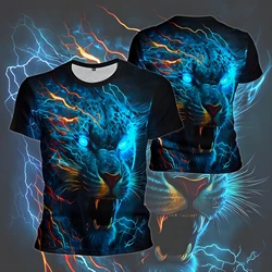 Animal Tiger Totem Summer Men's Sports Fashion T-Shirt Street Trend Personality Short Sleeve O Neck Loose Quality Top