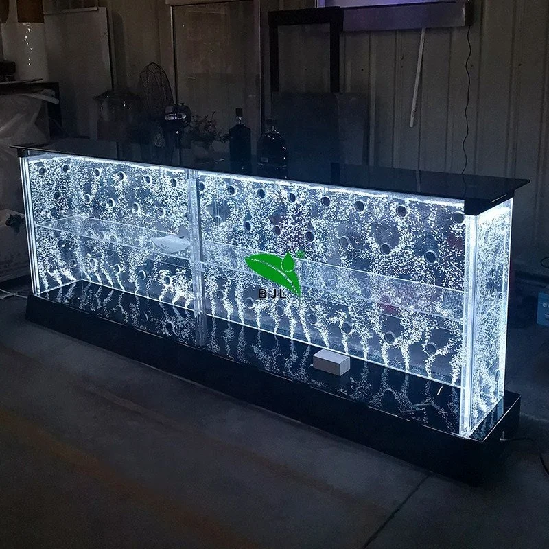 Custom. Restaurant Bar Meubels Kleurrijk Licht Veranderende Led Acryl Waterbel Muur Wijnkast Bar Teller