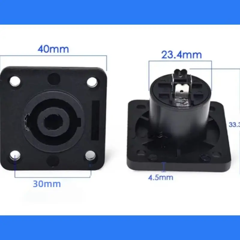 4Pole Speakon Female Panel Mount Connector 4Pin Speaker Socket with Locking Ring Square Round Base